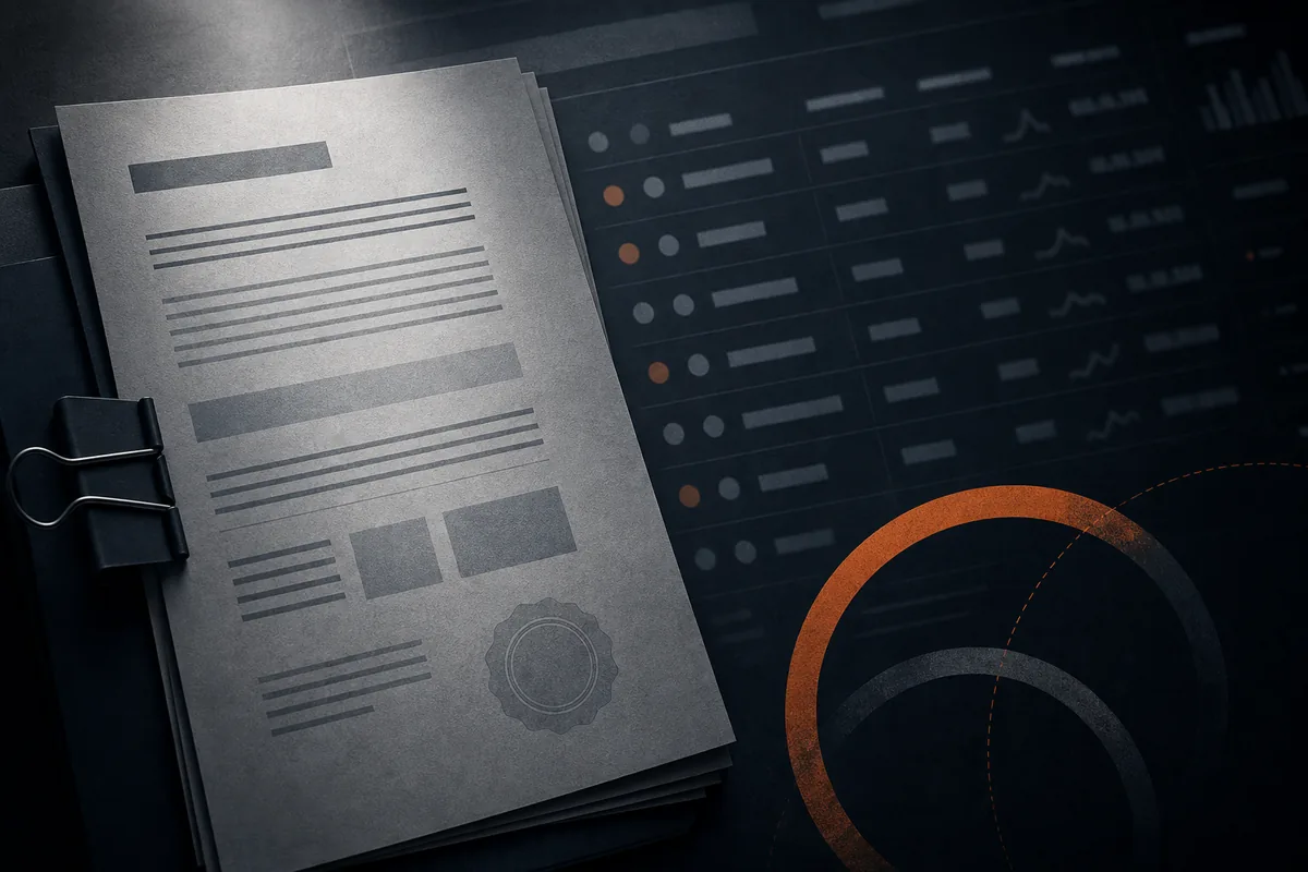 Regulatoriskt dokument och mörk börstavla som illustrerar skärpta regler för privacy coins