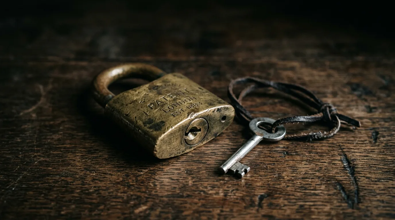 Brass padlock and key symbolizing privacy and encryption